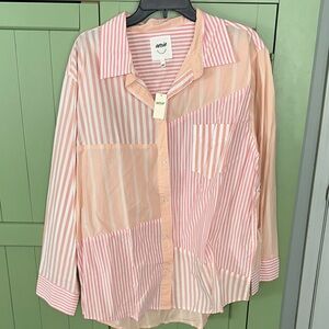 Aerie Pink and Peach Striped Shirt